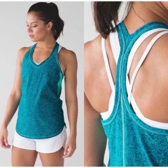 Lululemon Fast Lane Singlet Racerback Tank Top Foil Teal Green Small - Picture 1 of 9
